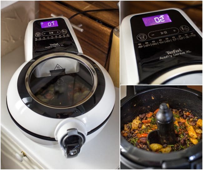 Collage showing Tefal ActiFry cooking a Madagascan bean stew