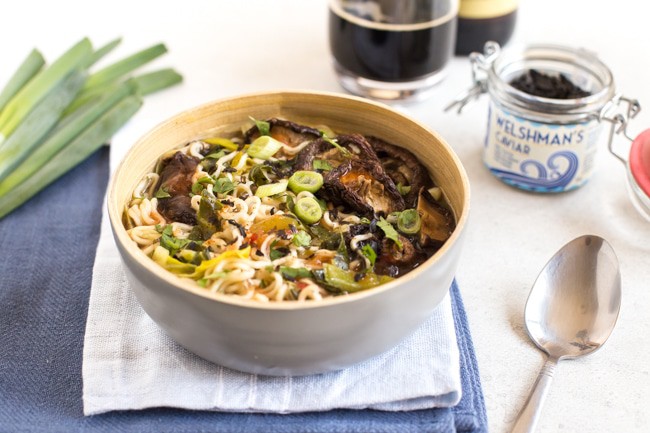 Beery shiitake mushroom noodle soup