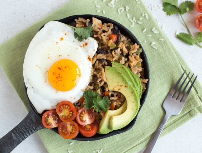 Breakfast rice and beans