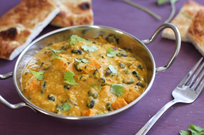 Butternut squash and black bean dopiaza