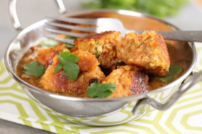 Carrot and red lentil koftas