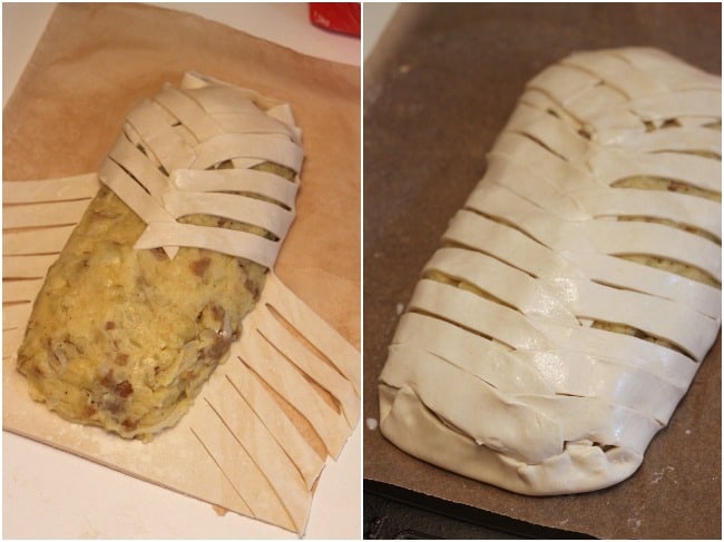 Cheese and onion plait - making the plait is so much easier than it looks! A great veggie option for Christmas Day