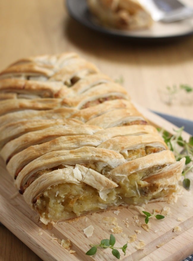 Cheese and onion plait - making the plait is so much easier than it looks! A great veggie option for Christmas Day