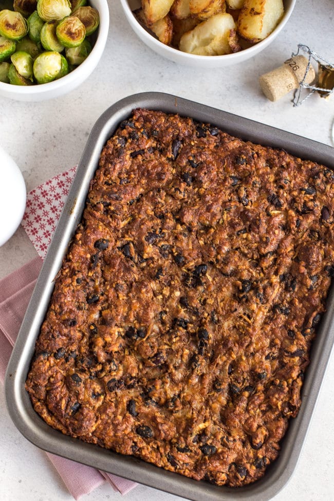 Cheesy bean roast - a seriously delicious vegetarian Christmas dinner or Sunday lunch option for people who aren't into nut roasts!