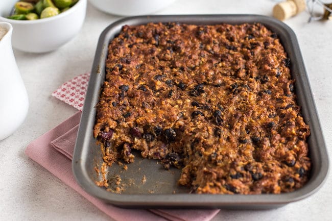 Cheesy bean roast - a seriously delicious vegetarian Christmas dinner or Sunday lunch option for people who aren't into nut roasts!