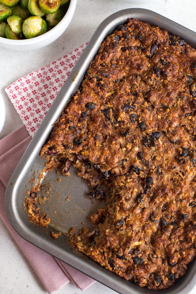 Cheesy bean roast - a seriously delicious vegetarian Christmas dinner or Sunday lunch option for people who aren't into nut roasts!