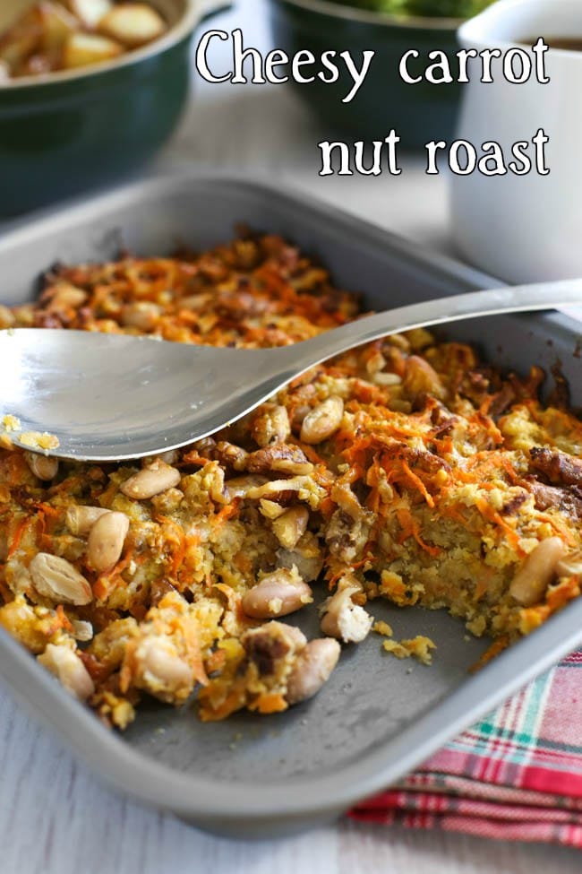 Cheesy carrot nut roast - THE ULTIMATE NUT ROAST! This thing is SO tasty. It makes a perfect vegetarian main course for Christmas dinner!