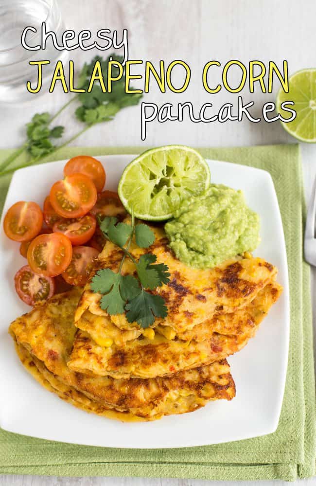Cheesy jalapeno corn pancakes