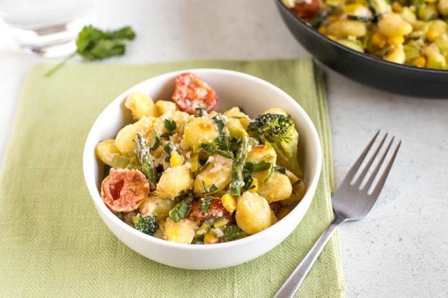 Creamy gnocchi primavera