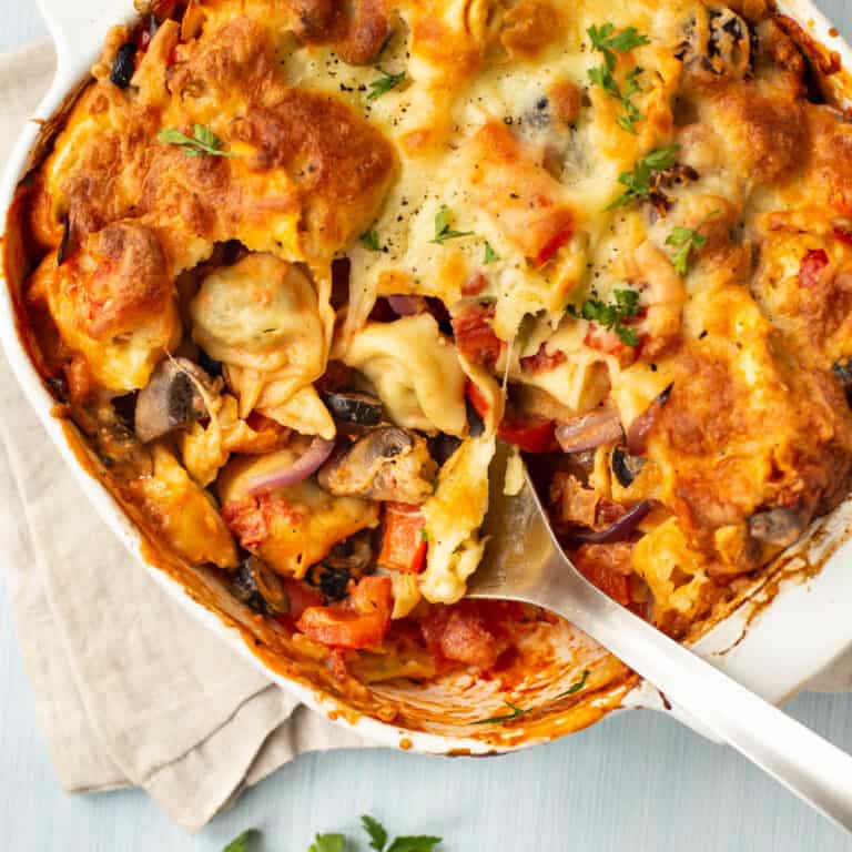 Creamy Mediterranean Tortellini Bake