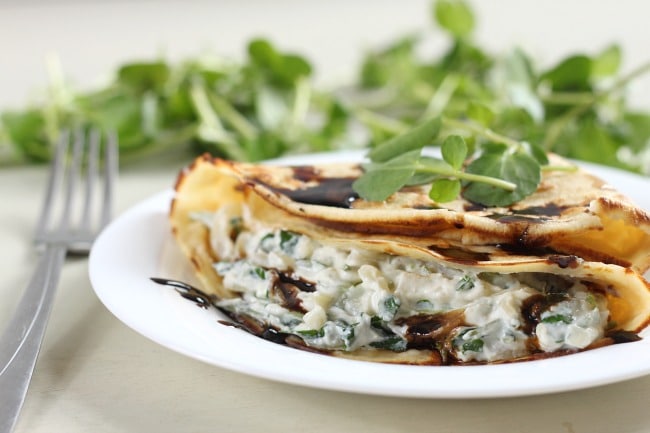 Creamy watercress stuffed crepes Creamy watercress stuffed crepes - amazing for brunch!