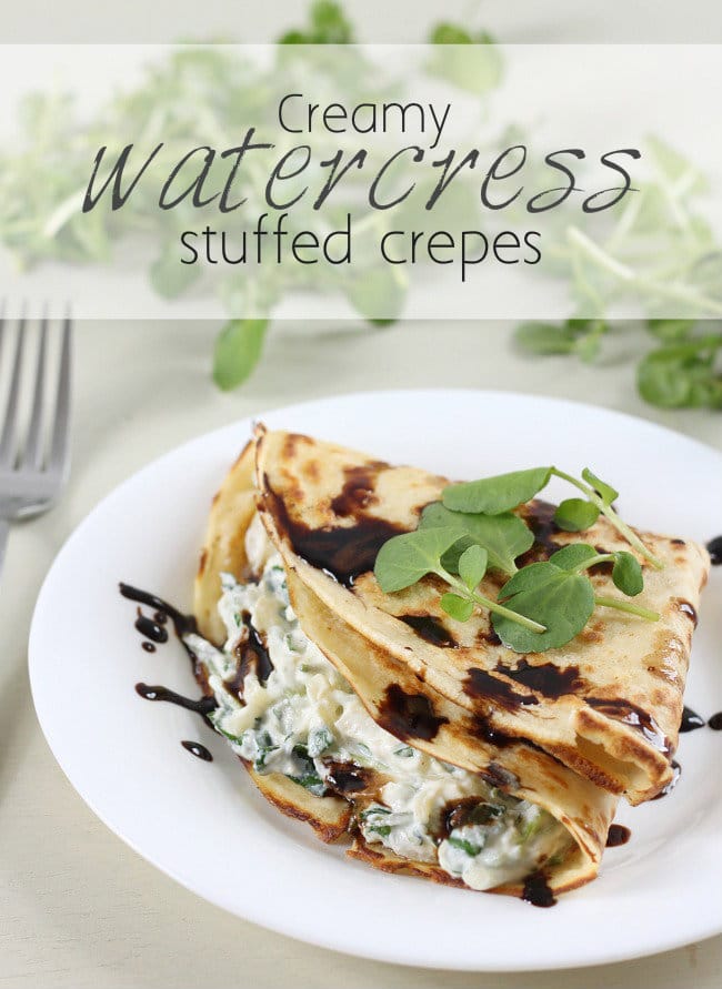 Creamy watercress stuffed crepes Creamy watercress stuffed crepes - amazing for brunch!