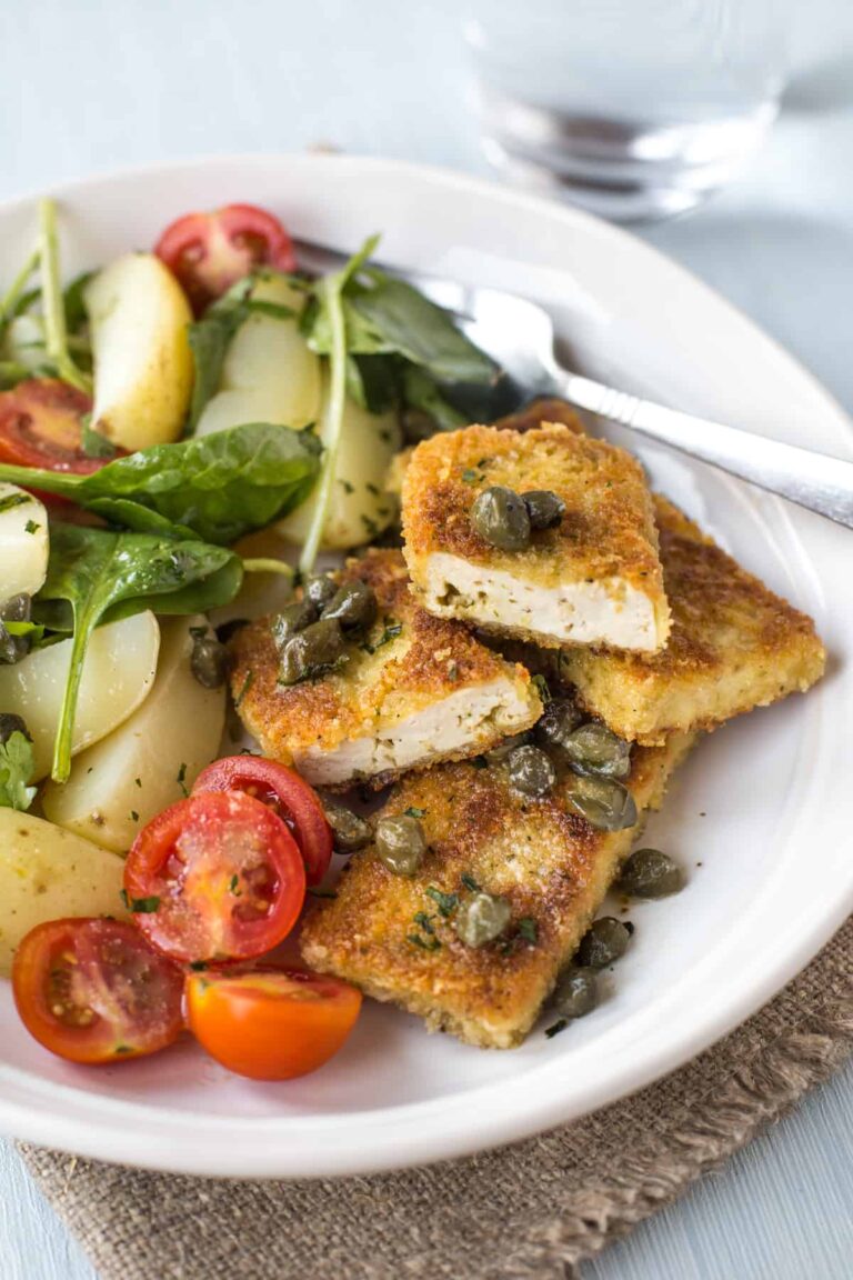 Crispy Tofu Escalopes with Buttery Caper Sauce