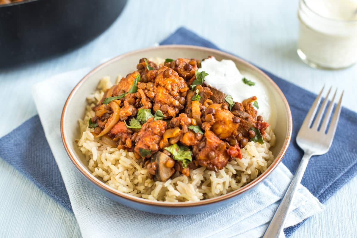 Lentil and halloumi curry.