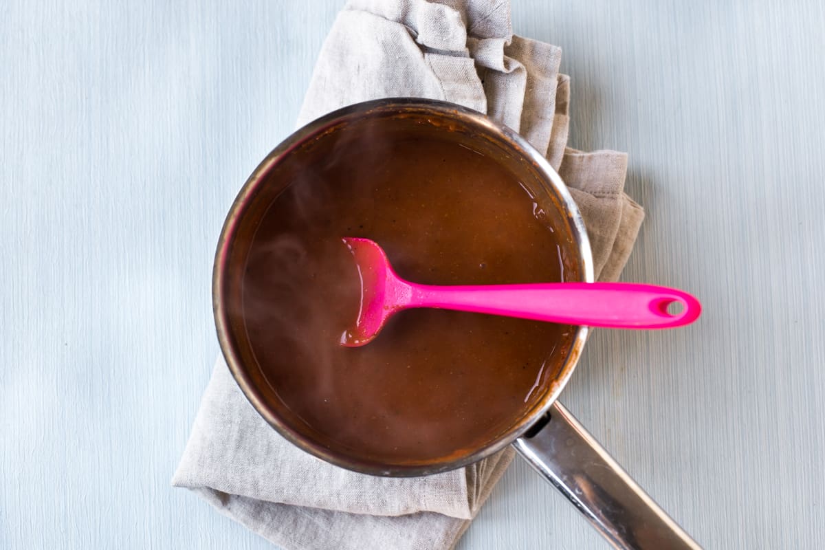 Easy homemade enchilada sauce in a pan.