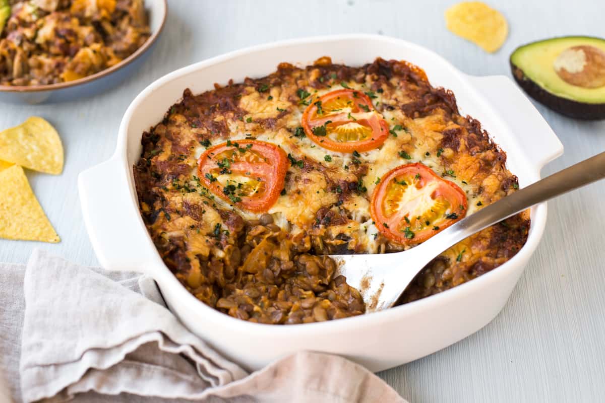 Enchilada lentil casserole.