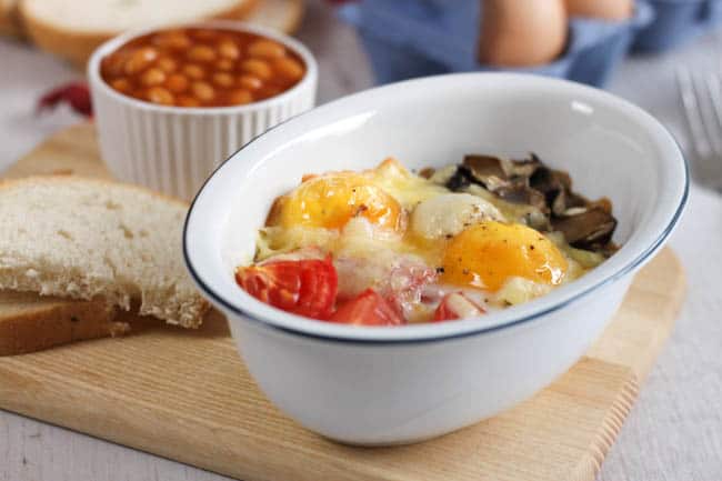Full English breakfast baked eggs