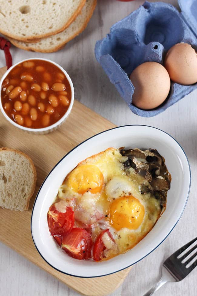 Full English breakfast baked eggs - a healthier version of a traditional British fry up, with all the same flavour!