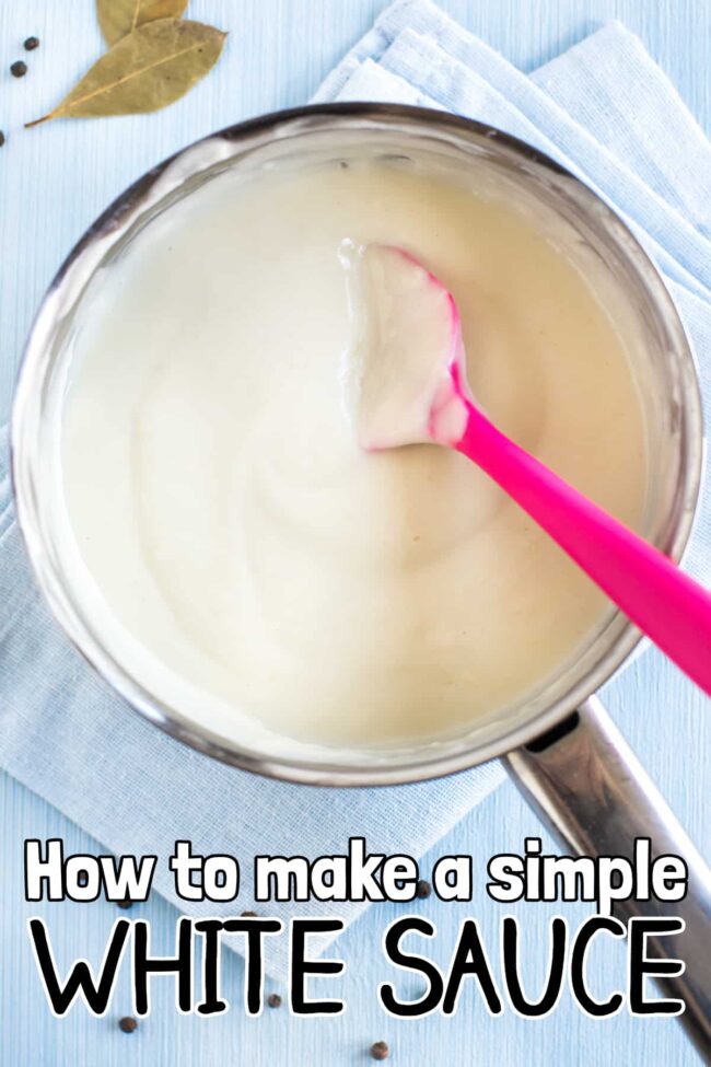 Creamy white sauce in a saucepan