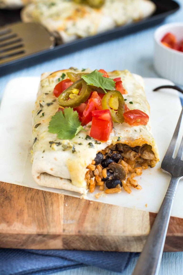 Mushroom and Black Bean Smothered Burritos
