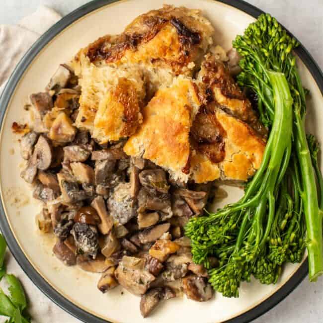 Mushroom pie with chestnuts and a suet crust.
