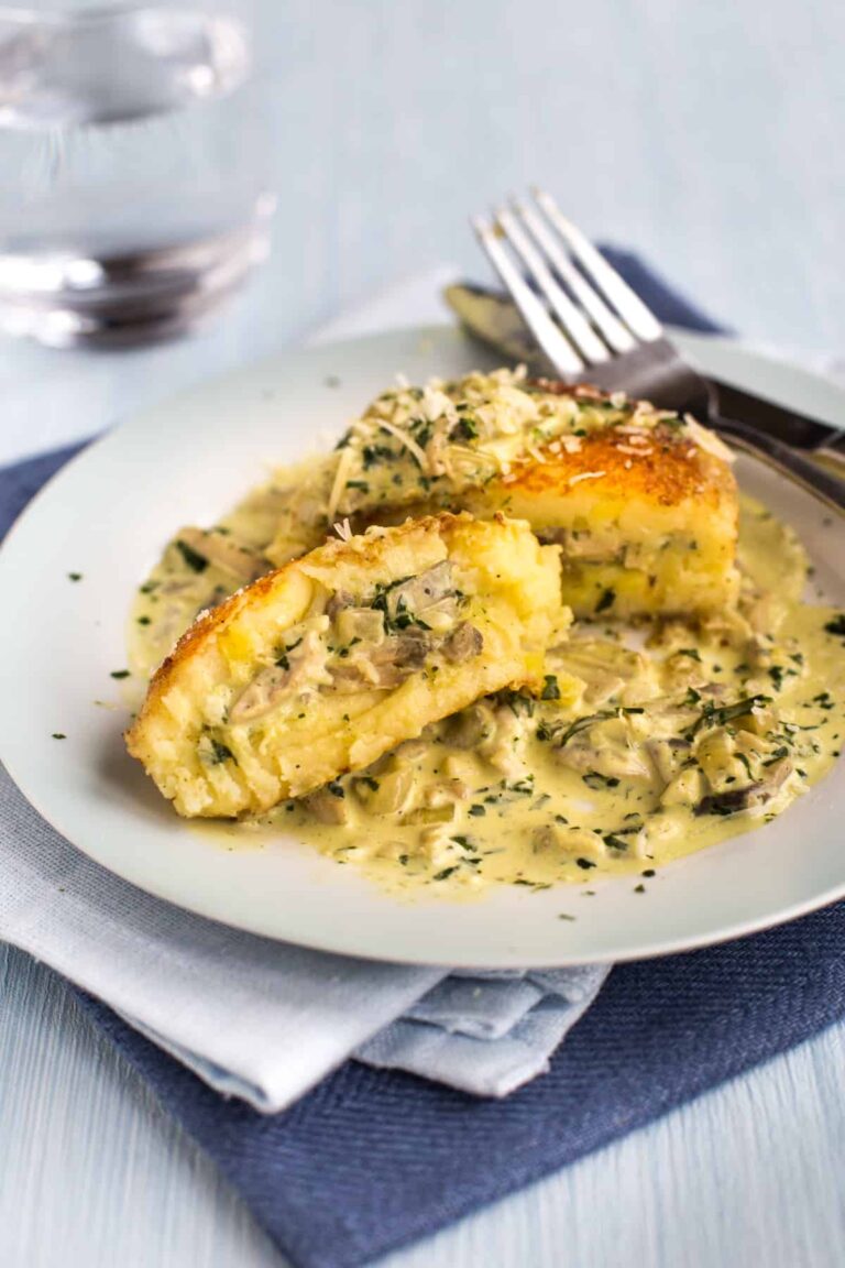 Mushroom-Stuffed Cheesy Potato Cakes