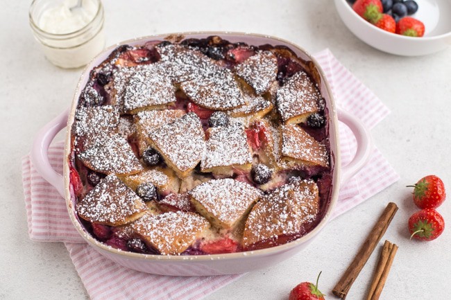 Strawberry and Blueberry Pancake Pudding