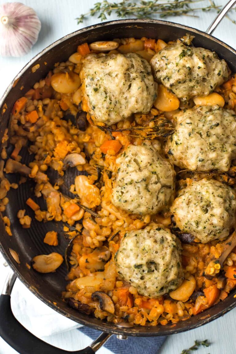 Rustic Vegan Cassoulet with Herby Dumplings