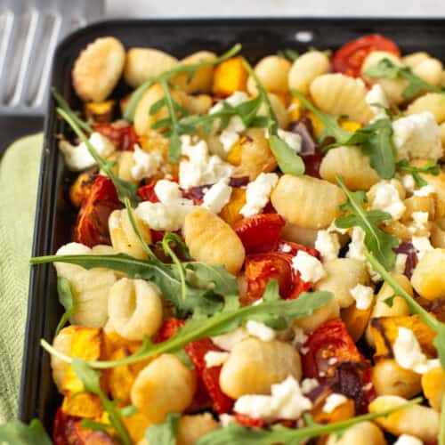 Sheet pan gnocchi with pumpkin.