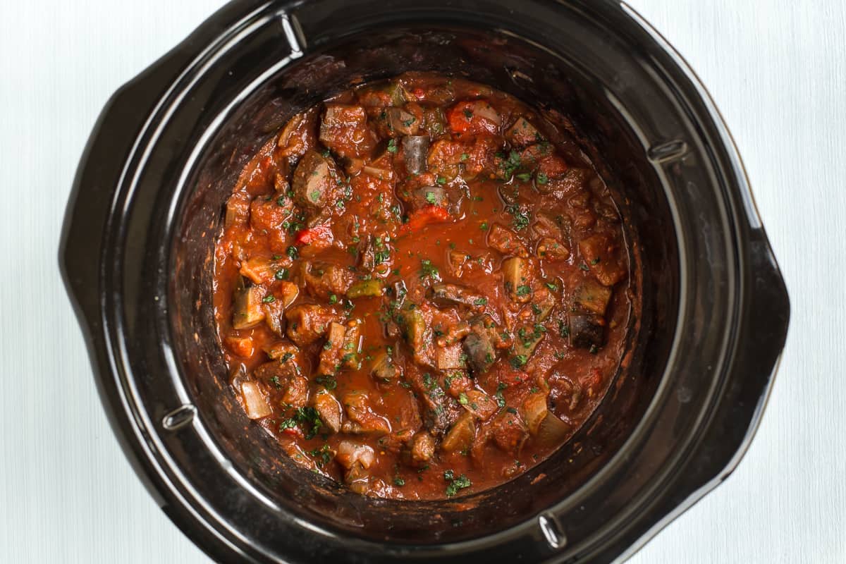 Ratatouille in a slow cooker.