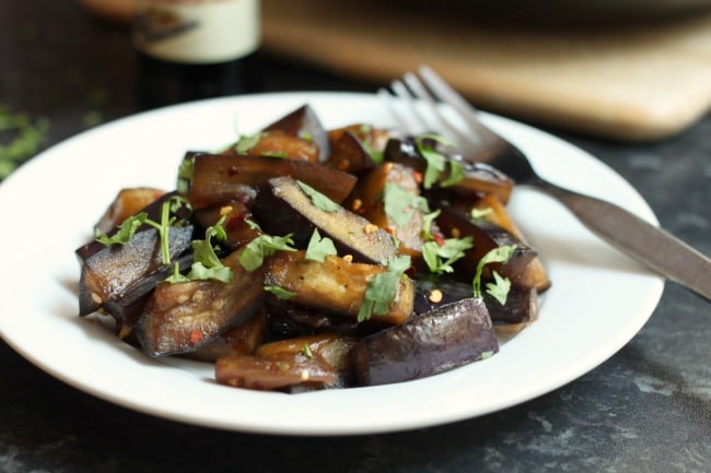 Sticky honey soy aubergine