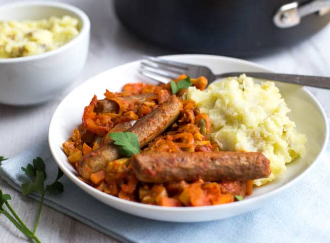 Vegetarian sausage casserole