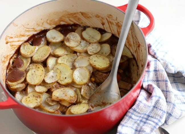 Vegetarian sausage hotpot